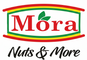 Möra Nuts & More logo with red, green, and yellow colors on a transparent background